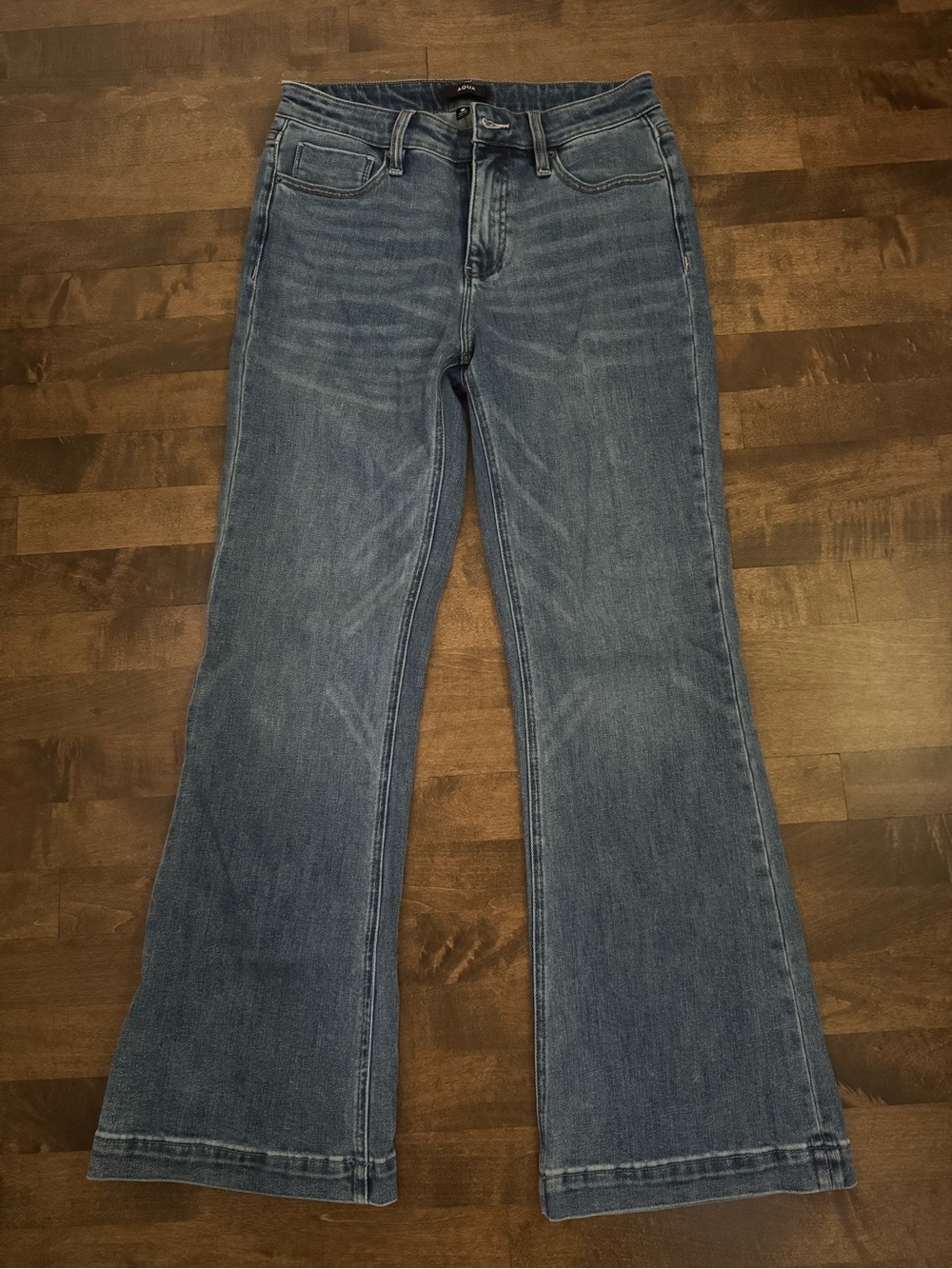 Aqua Vintage-Inspired Blue Flare Jeans